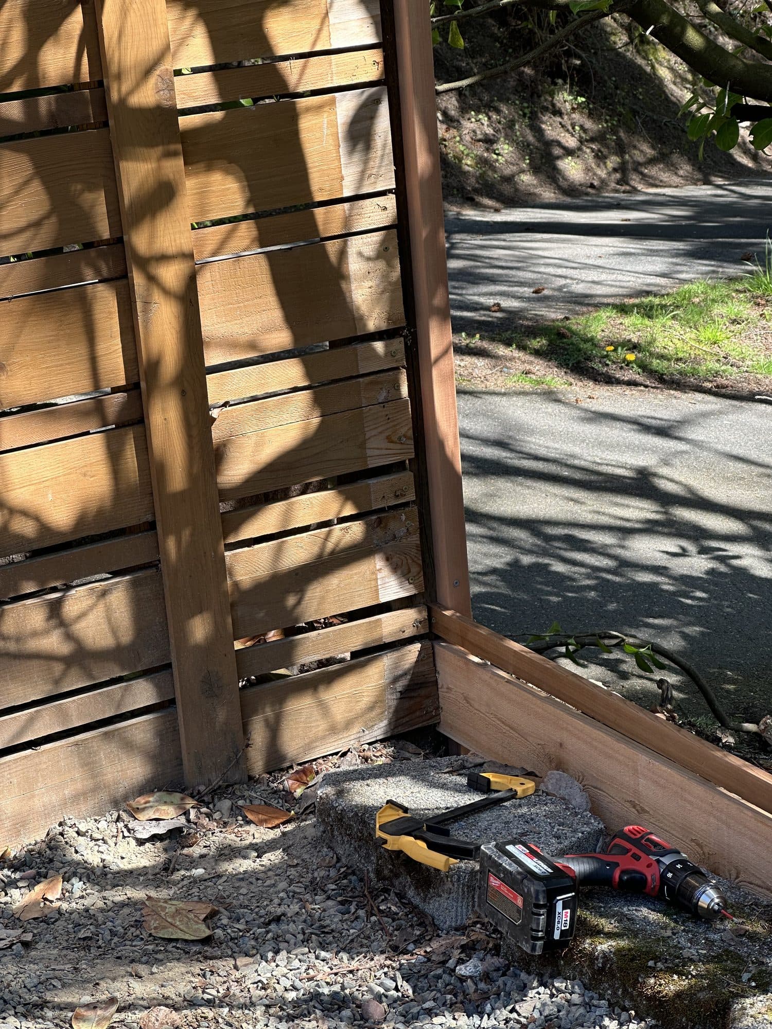 The second run of fence under construction