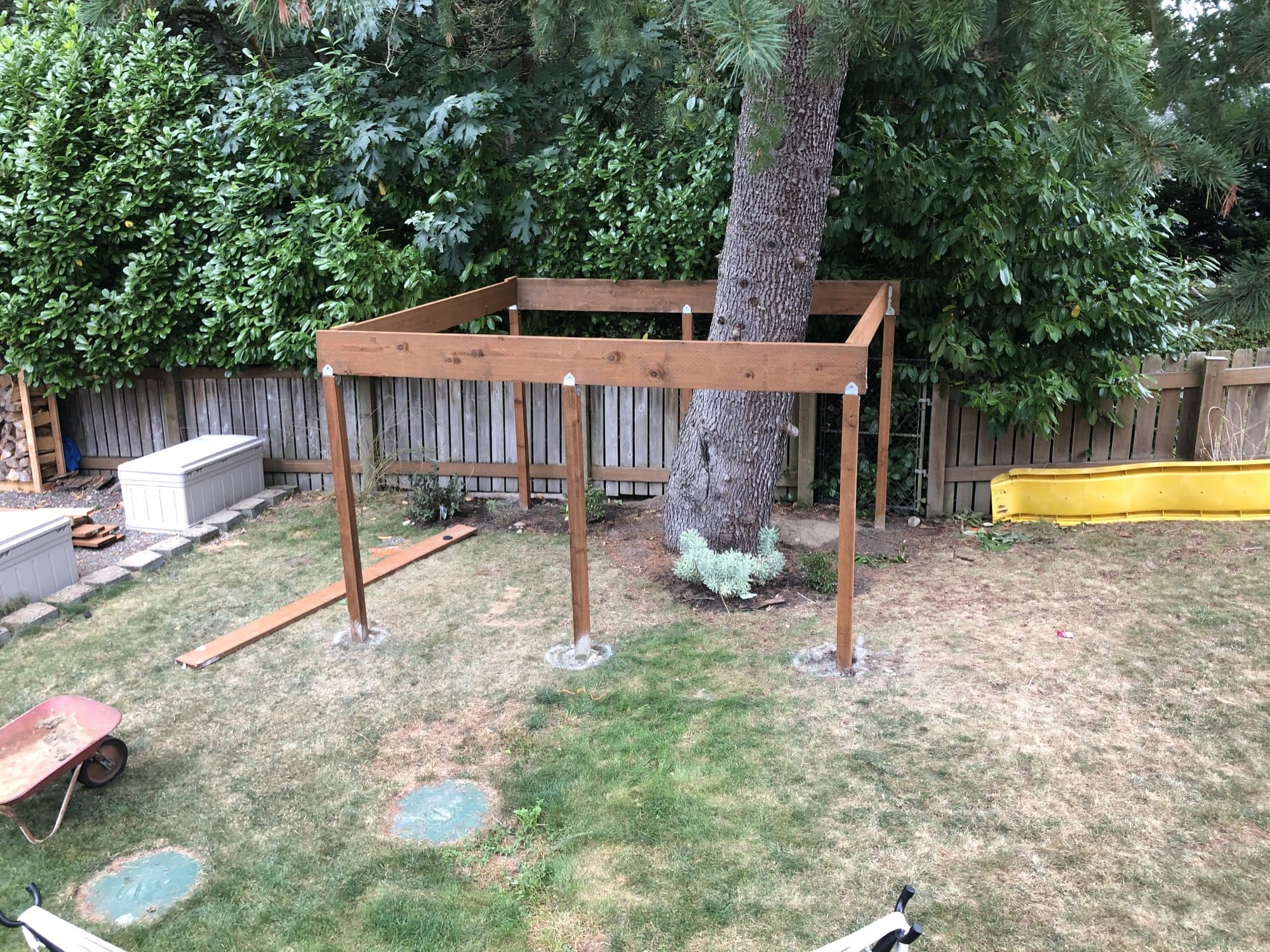 Beams spanning between the posts